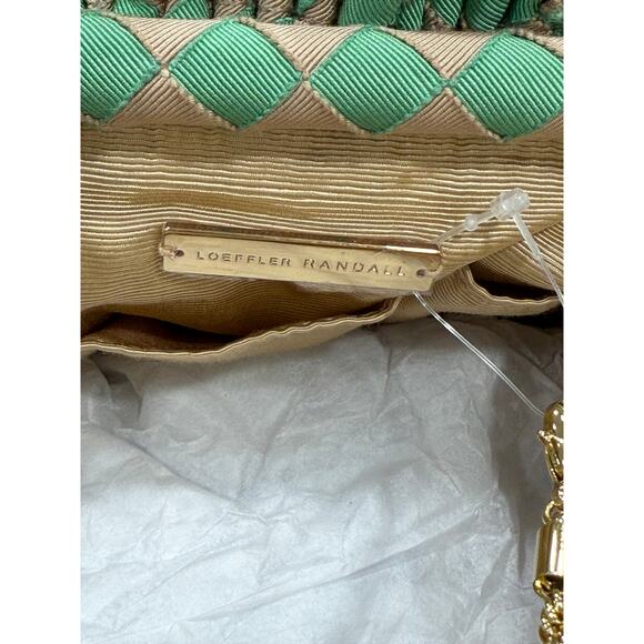 Loeffler Randall Woven Ribbon Crossbody Bag Green Tan Checkered NEW w/ Dust Bag - Picture 8 of 12
